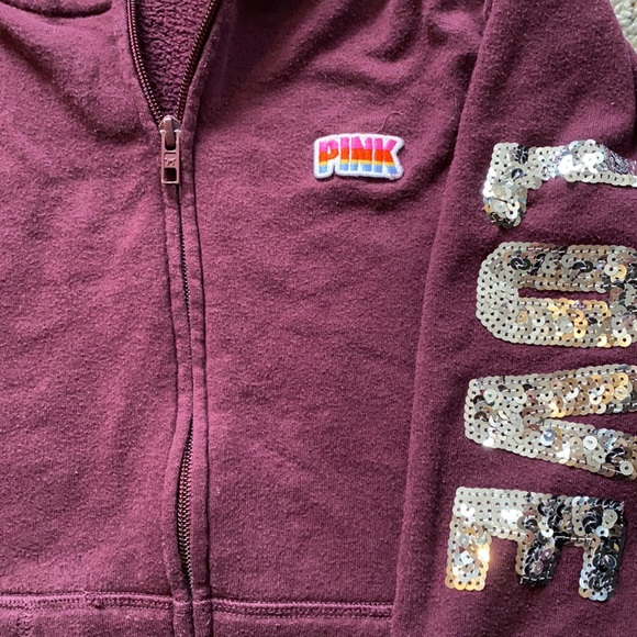 VS PINK Maroon Bling Zip Up - Picture 3 of 4